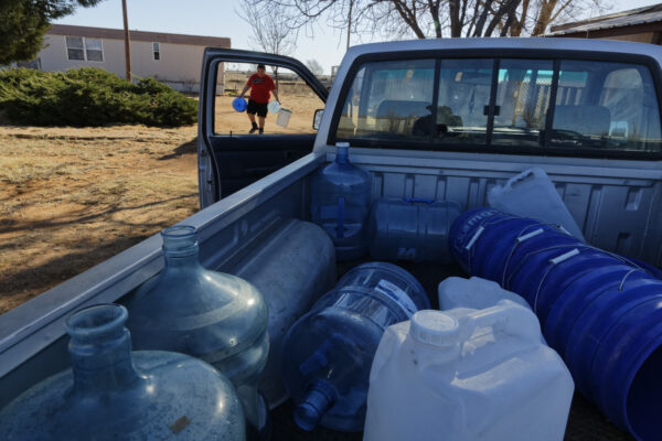 Agriculture is responsible for 95 percent of aquifer use and the people living on the fringes of the Ogallala Aquifer are starting to feel it. There are at least 30 families around Clovis NM that can no longer get water from their wells. This family has been carrying water in 5 gallon buckets in the back of a pickup for four years. Their entire neighborhood has been out of water.
The water eastern New Mexico currently relies heavily on is the Ogallala aquifer, an underground supply of water that eastern New Mexico, Oklahoma and Texas sit on top of, according to Crockett. The aquifer drops around two to six feet per year, and only regains a few inches annually. Most of the water is being used for agricultural purposes. Only 5 percent of water is being drawn from the aquifer by municipalities and non-ag industries.
