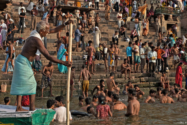 Crowds at Pilgrimage City | Varanasi, India
Water shortages are projected to be significant in northern Africa, India, China, parts of Europe, eastern Australia, the western United States and elsewhere. Climate changes will increase the water available for agriculture in North America and Asia but decrease it in Africa, Latin America and the Caribbean. Similar stories could be told about land, overfishing and carbon and nitrogen emissions to the atmosphere.
Where is this taking us? The coming half century will see huge shifts in the geopolitical balance of numbers, further declines in the number of children per woman, smaller but more numerous households, an increasingly elderly population, and growing and more numerous cities.
—Joel E. Cohen, New York Times, October 23, 2011
