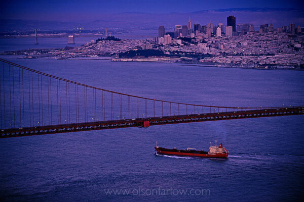 An oil tanker glides under San Francisco’s Golden Gate Bridge, one of the many ships arriving daily in this busy port. Large ships can carry 20 million gallons of ballast for stability in open waters. Traveling globally from port to port they fill and dump their water, spreading microscopic organisms as they go. Biologists have found hundreds of invasive species in San Francisco Bay, which Biologist Andrew Cohen of the Center for Research on Aquatic Bioinvasions, says makes it one of the most invaded estuaries in the world. The Bay averages one invasive species introduced every 24 weeks since 1970, says Cohen.
Overall, 84 percent of the world’s coasts are being affected by foreign aquatic species, according to a Nature Conservancy report.
California is cracking down on invasive species, and that could have a big impact on national regulations. The state has passed the strictest rules in the country to prevent cargo ships from bringing foreign plants and animals to San Francisco Bay. But the standards are so firm that California may not be able to enforce them.
