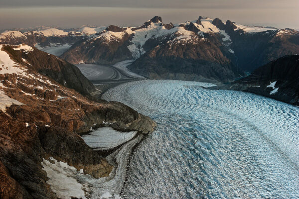 LeConte Glacier is in the Stikine Icefield is one of the few remnants of the once-vast ice sheets that covered much of North America during the Pleistocene, or Ice Age, the epoch lasting from 2.5 million to 11,700 years ago. LeConte covers 2,900 square miles along the crest of the Coastal Mountains that separate Canada and the U.S., extending 120 miles from the Whiting River to the Stikine River in Alaska’s Tongass National Forest.
There are over 100,000 glaciers in Alaska and LeConte is the southernmost active tidewater glacier in the northern hemisphere. Since first charted in 1887, it has retreated almost 2.5 miles but is considered stable.
